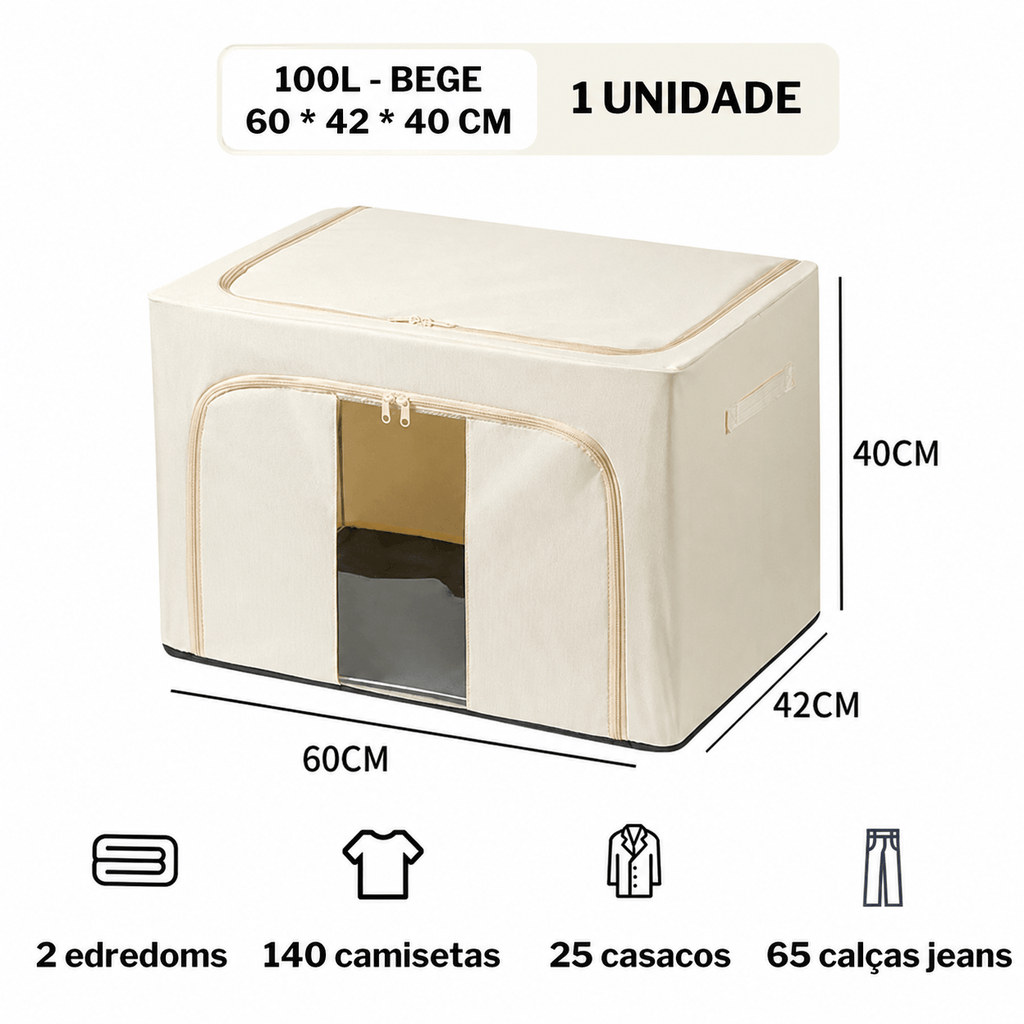 Caixa Organizadora Dobrável com Visor – 24L, 66L ou 100L