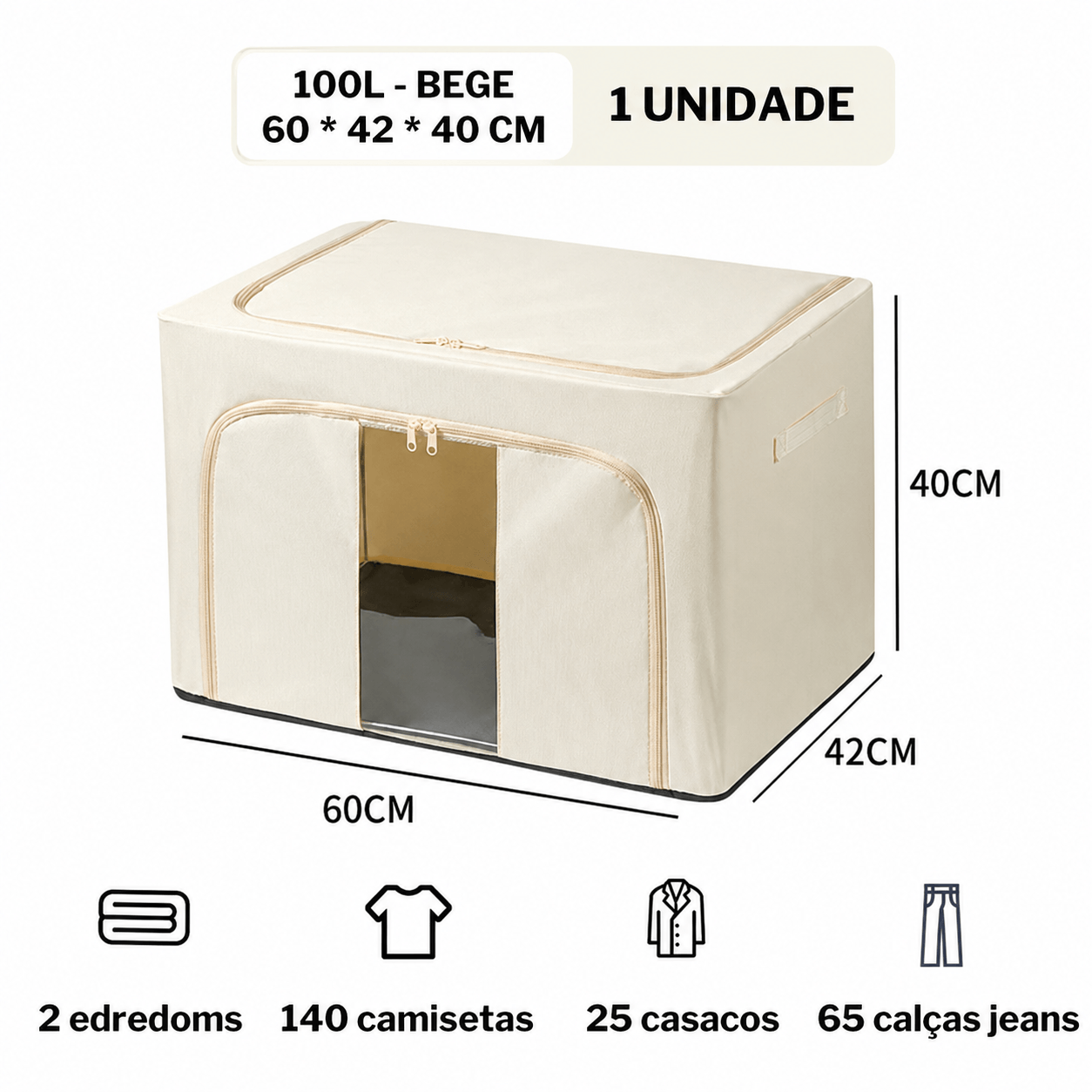 Caixa Organizadora Dobrável com Visor – 24L, 66L ou 100L