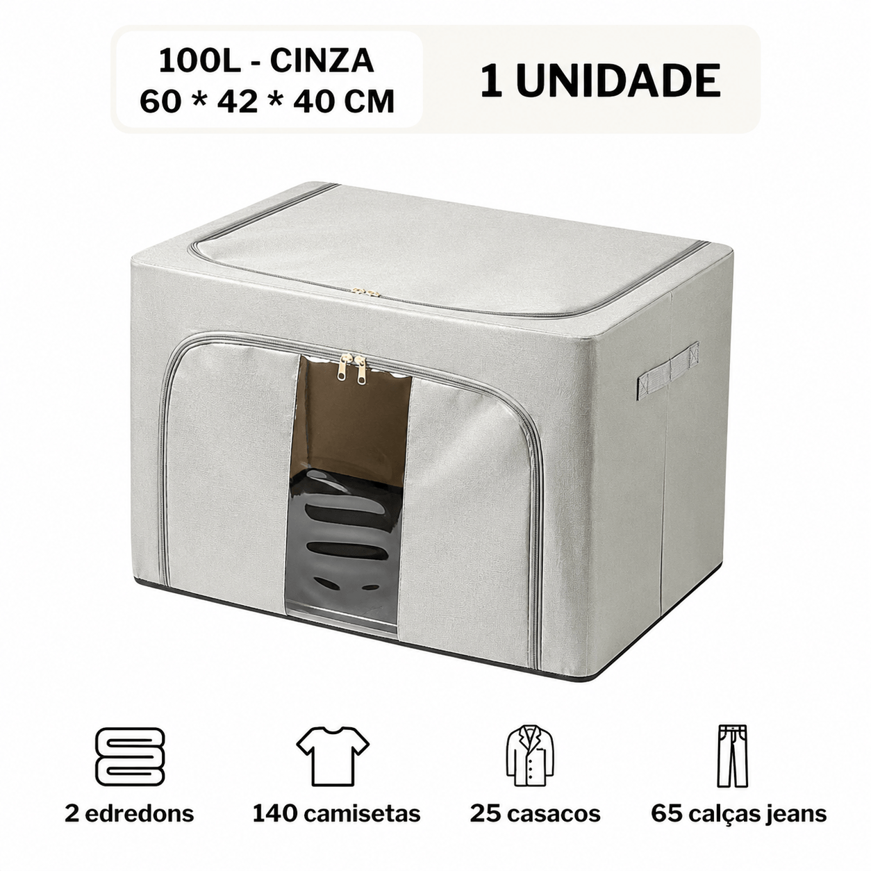 Caixa Organizadora Dobrável com Visor – 24L, 66L ou 100L