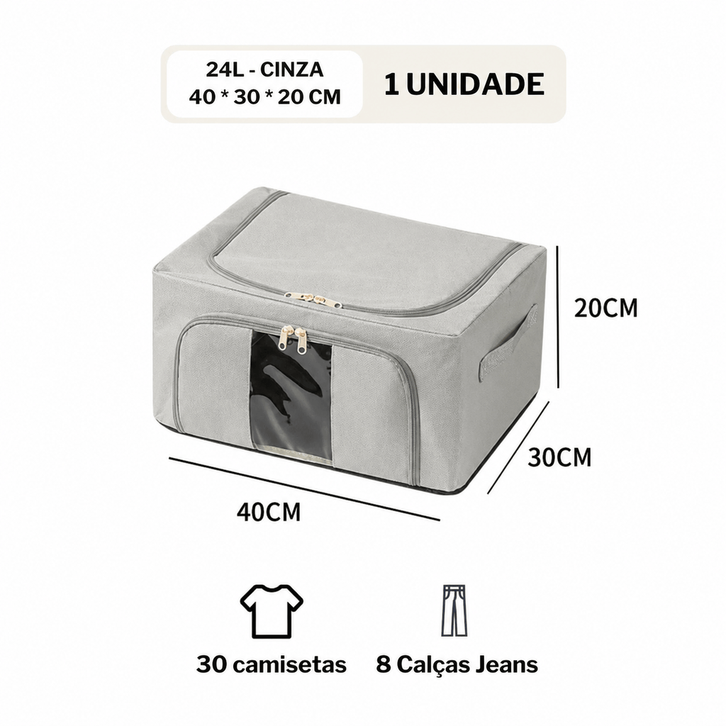 Caixa Organizadora Dobrável com Visor – 24L, 66L ou 100L