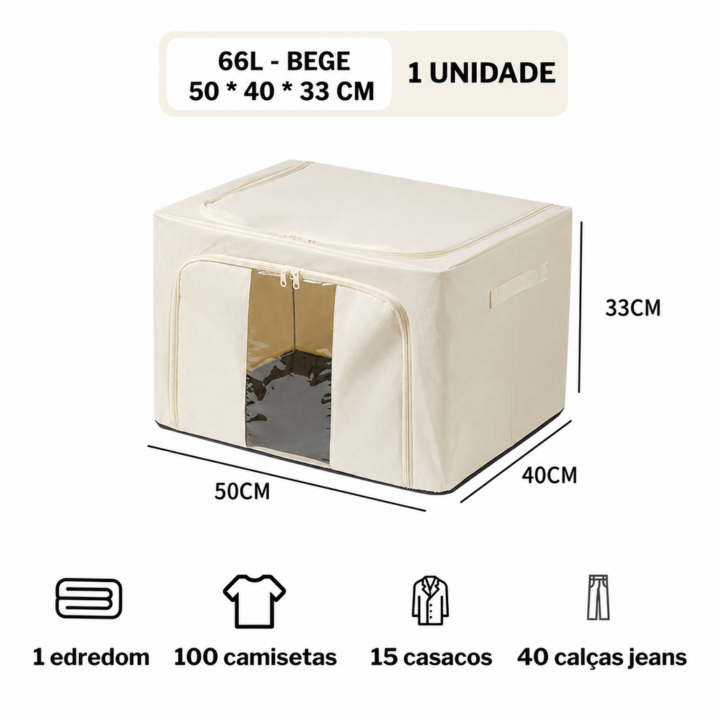 Caixa Organizadora Dobrável com Visor – 24L, 66L ou 100L