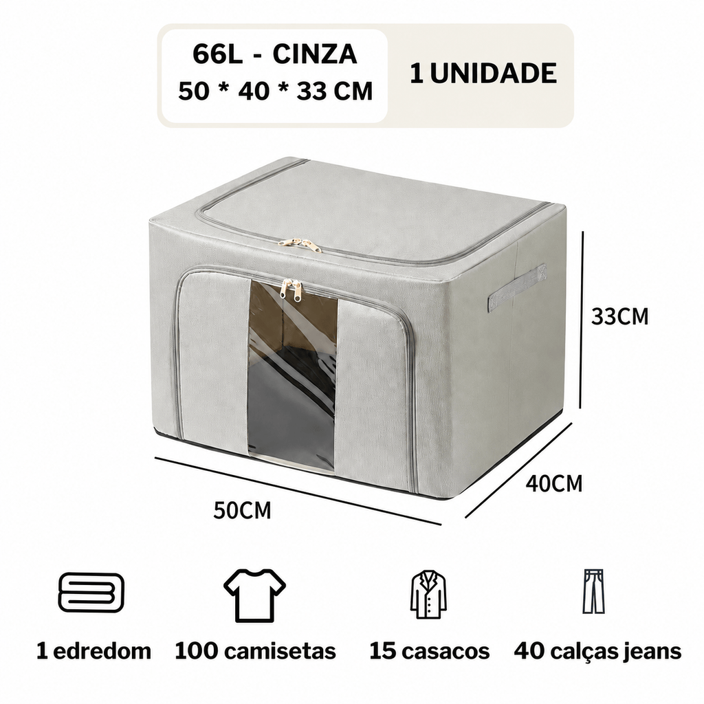 Caixa Organizadora Dobrável com Visor – 24L, 66L ou 100L