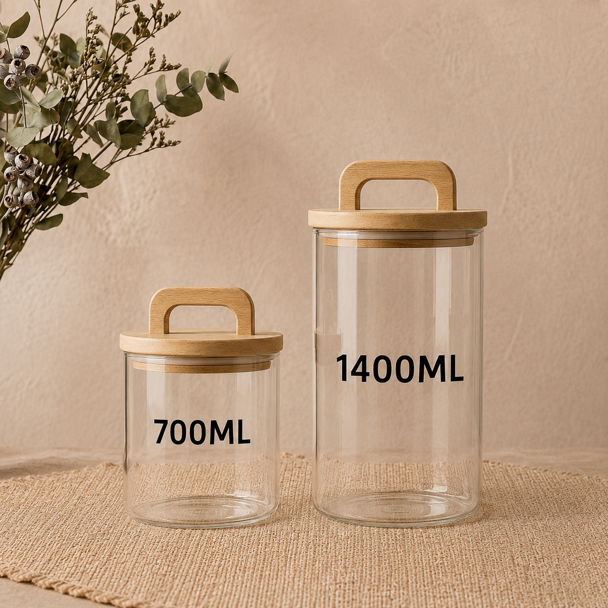 Pote Hermético de Vidro com Alça de Bambu | Estilo e Praticidade