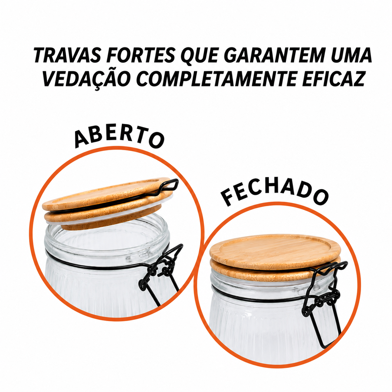 Pote de Vidro Hermético com Tampa de Bambu 1,2l