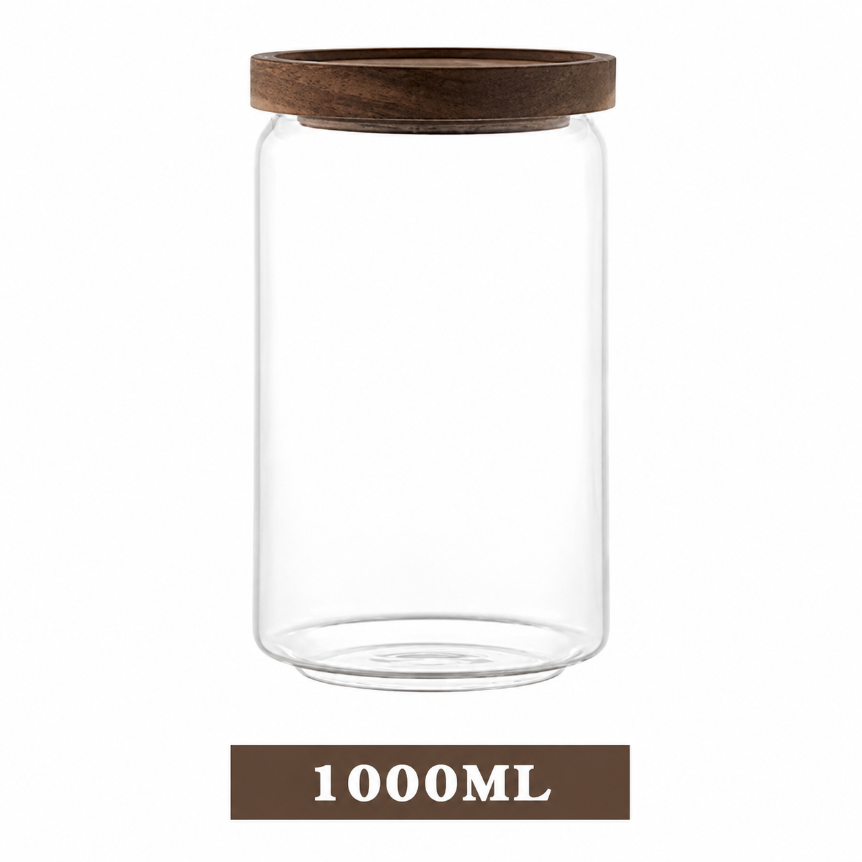 Potes de Vidro com Tampa de Madeira 350, 500, 750 e 1000 ml