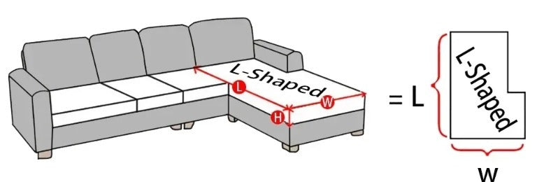 Diagram showing which part of an L-shaped sofa the chaise cover fits