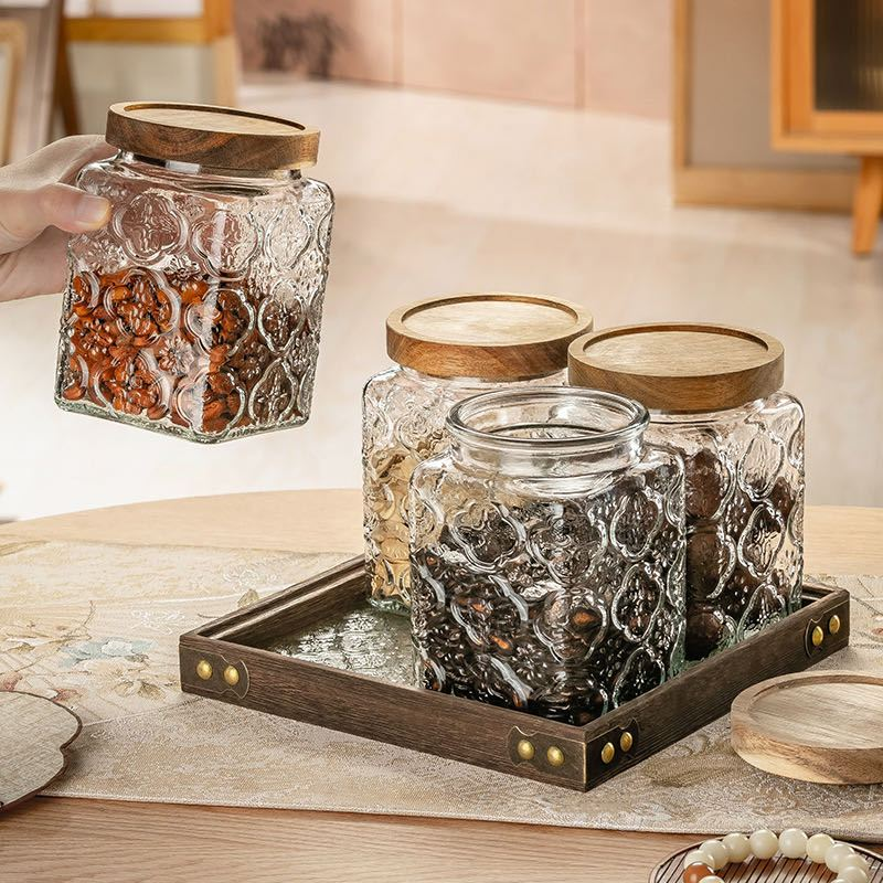 Pote Hermético de Vidro com Tampa de Banbu 745ml/985ml/1155ml