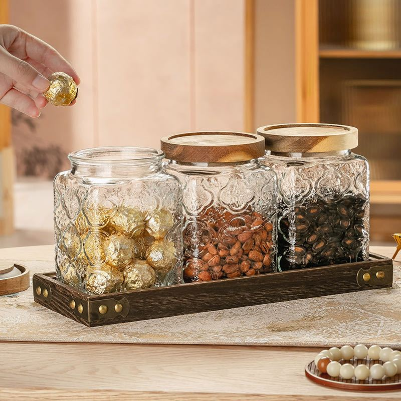Pote Hermético de Vidro com Tampa de Banbu 745ml/985ml/1155ml