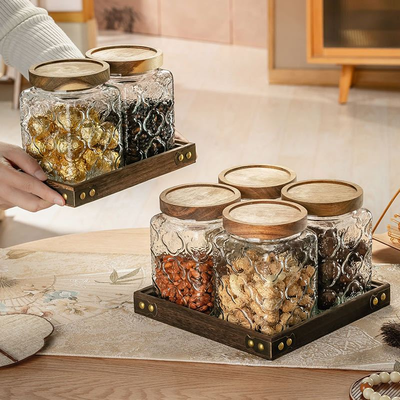 Pote Hermético de Vidro com Tampa de Banbu 745ml/985ml/1155ml
