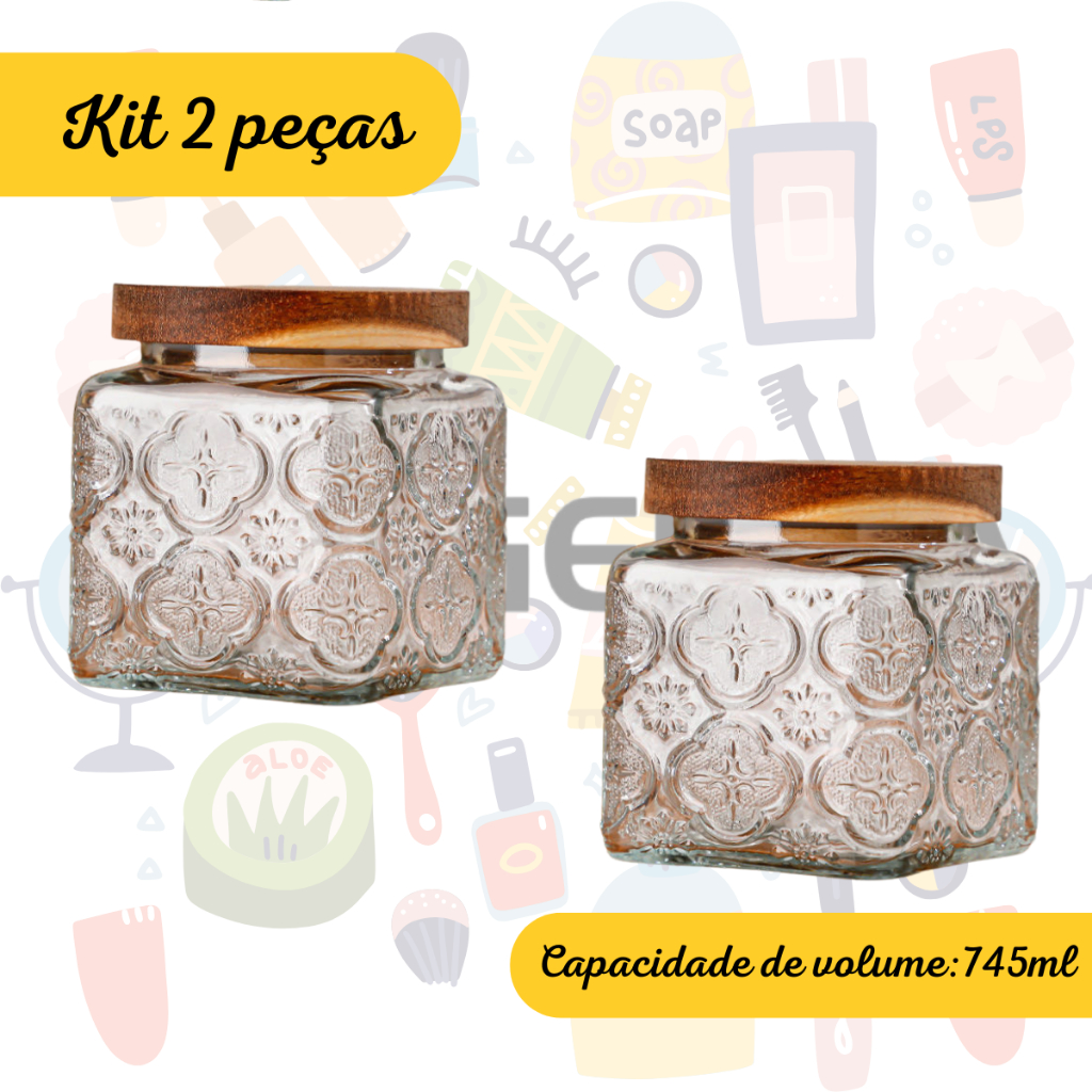 Pote Hermético de Vidro com Tampa de Banbu 745ml/985ml/1155ml