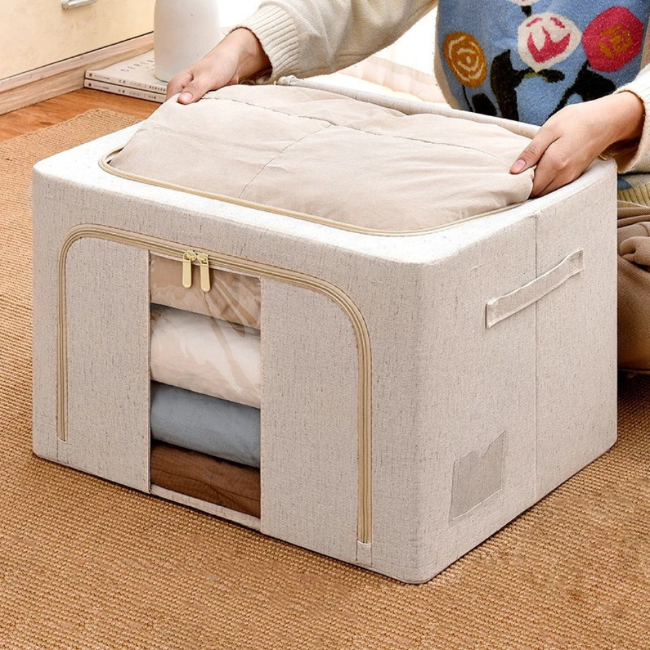 24L/66L/100L Caixa Organizadora Roupas Brinquedos Lençol Edredom Guarda Roupa Dobrável Visor Transparent OG-35 36 37