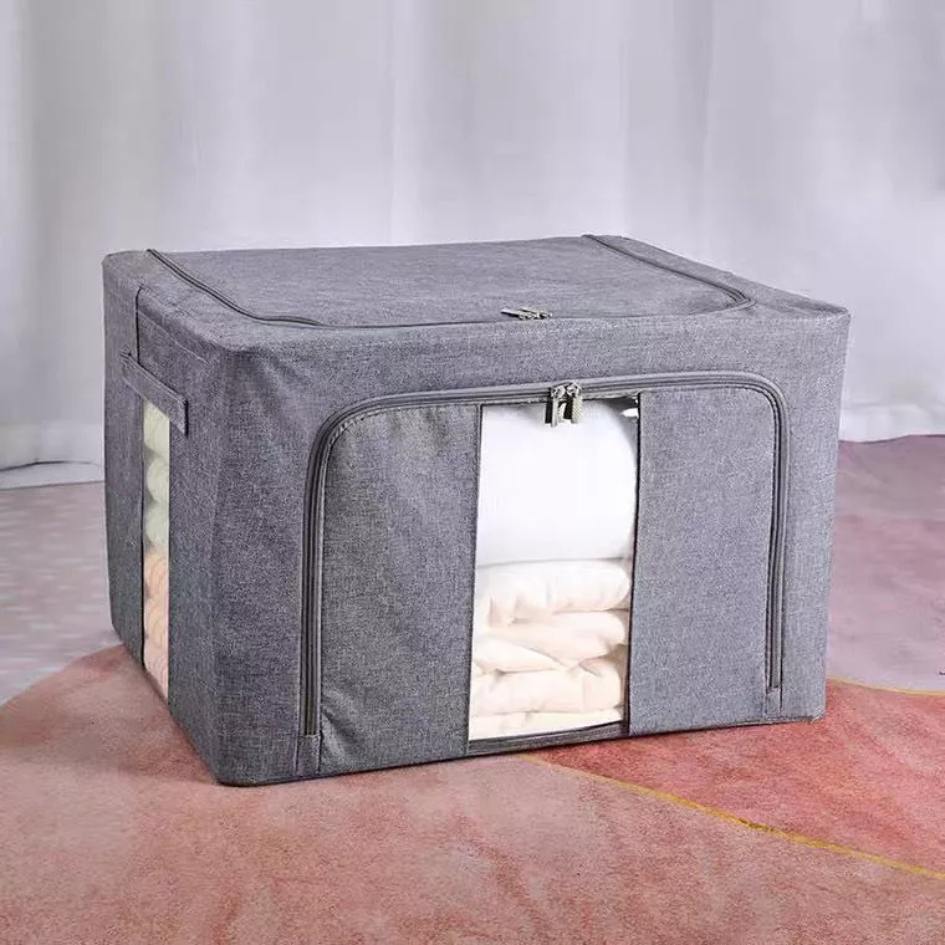 24L/66L/100L Caixa Organizadora Roupas Brinquedos Lençol Edredom Guarda Roupa Dobrável Visor Transparent OG-35 36 37