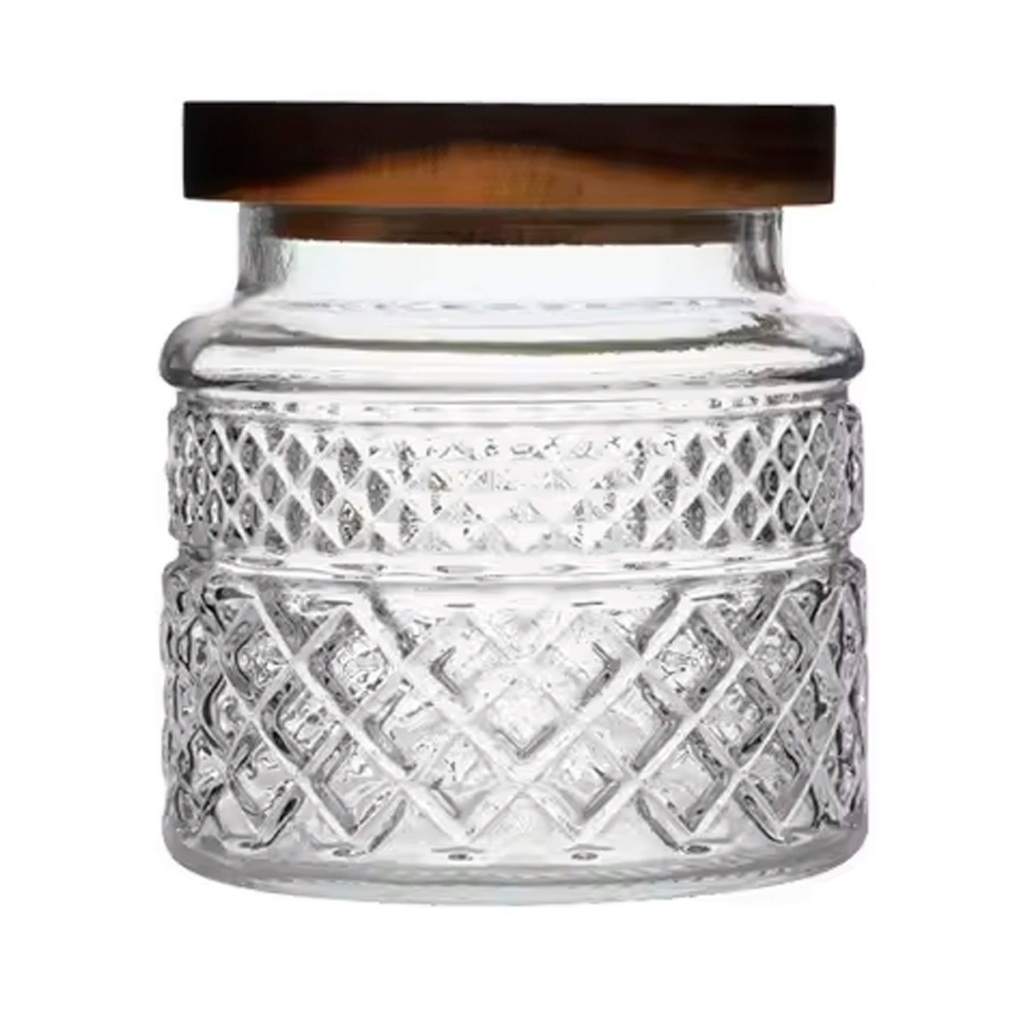 Pote De Vidro Hermético 1150ml Com Tampa De Madeira Elegante