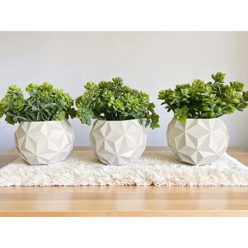 Kit 3 Vasos Cachepot Com Plantas Artificiais Para Decoração de Sala Banheiro Escritório Cozinha