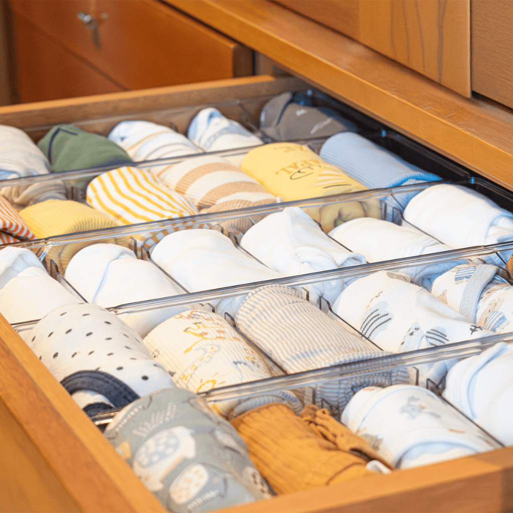 Kit 6 Colmeia Organizadora em Acrílico para Gavetas Calcinha Meia C/Divisória Roupinhas de bebe Body