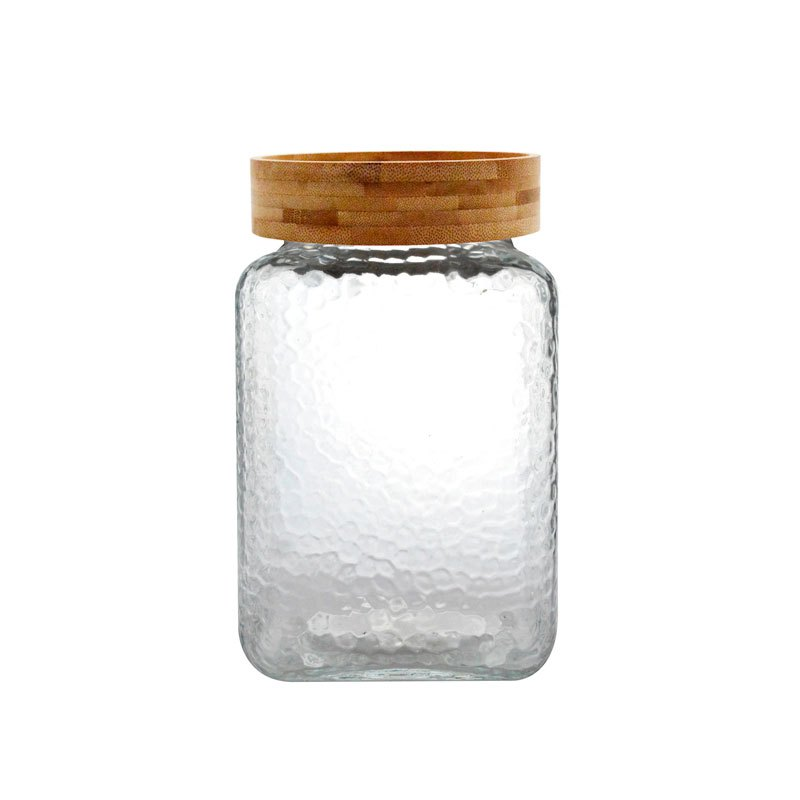 Pote De Vidro Com Tampa de Bambu Nature -1200/1650/2100mL