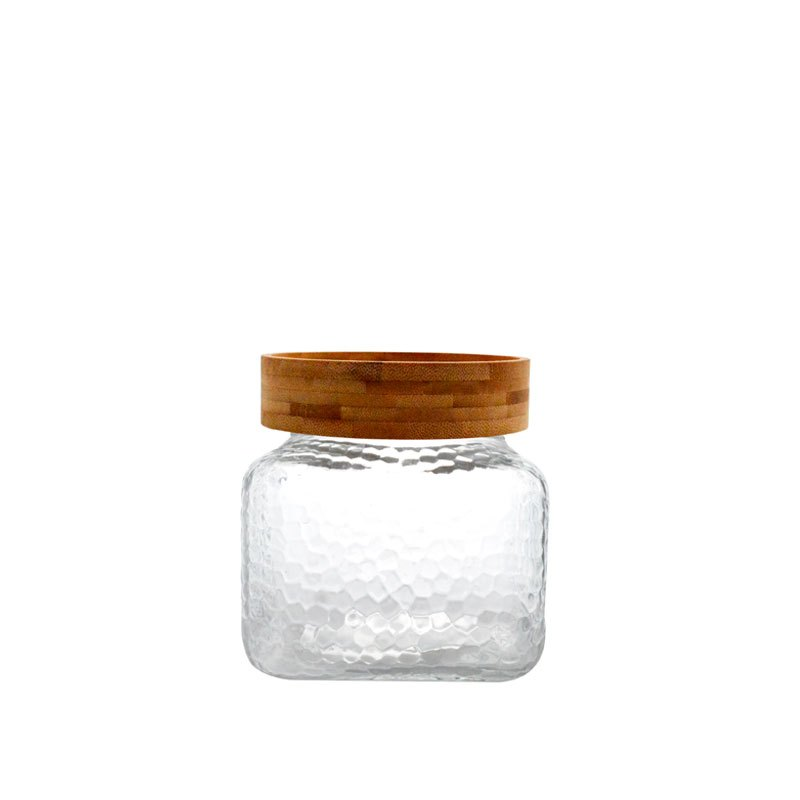 Pote De Vidro Com Tampa de Bambu Nature -1200/1650/2100mL