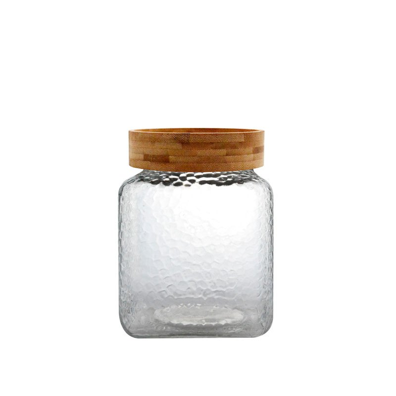 Pote De Vidro Com Tampa de Bambu Nature -1200/1650/2100mL