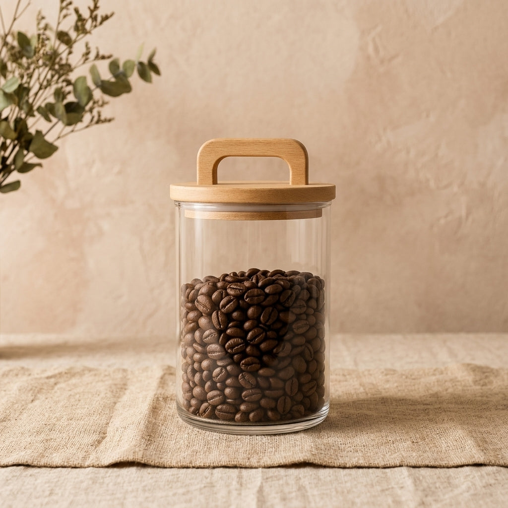 Pote Hermético de Vidro com Alça de Bambu | Estilo e Praticidade