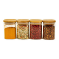 Kit 4 Potes de Vidro Hermético Quadrado — Tampa Bambu
