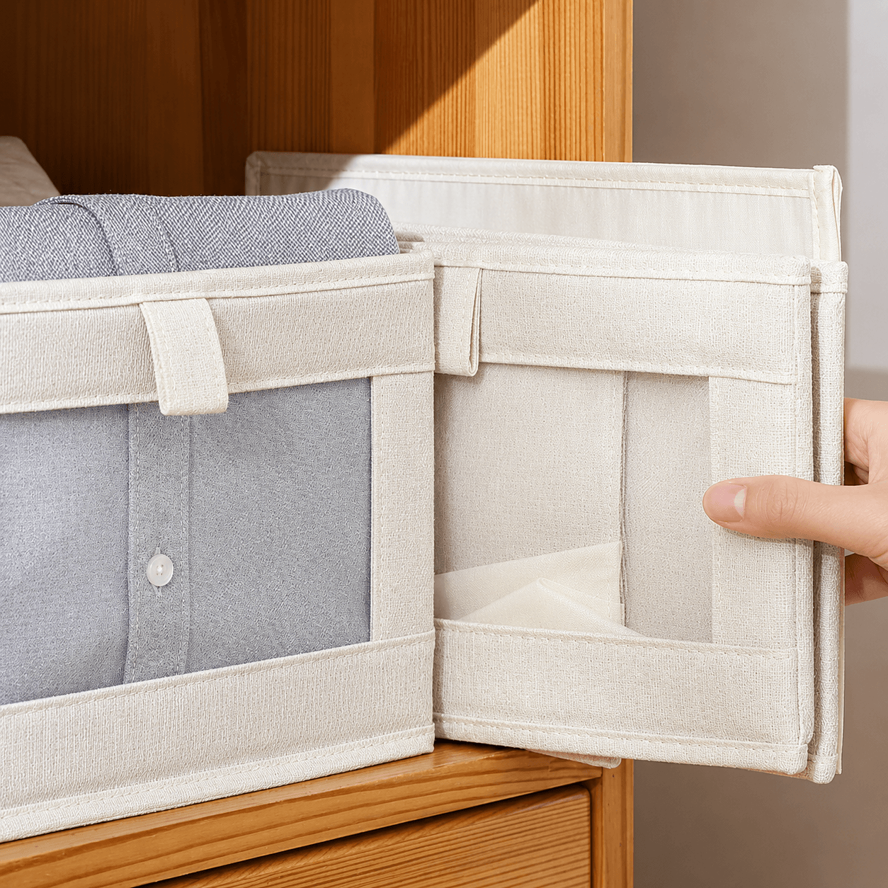 Organizador de Guarda-Roupa Dobrável com Visor | Para Closet e Prateleira