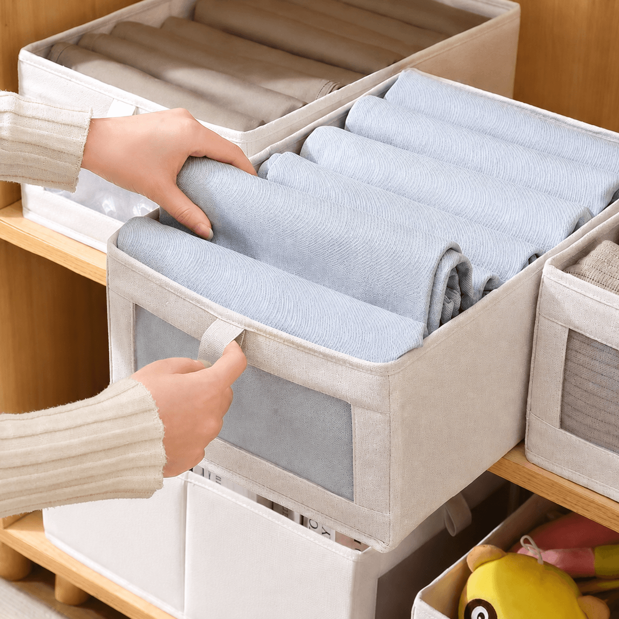 Organizador de Guarda-Roupa Dobrável com Visor | Para Closet e Prateleira