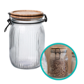 Pote de Vidro Hermético com Tampa de Bambu 1,2l