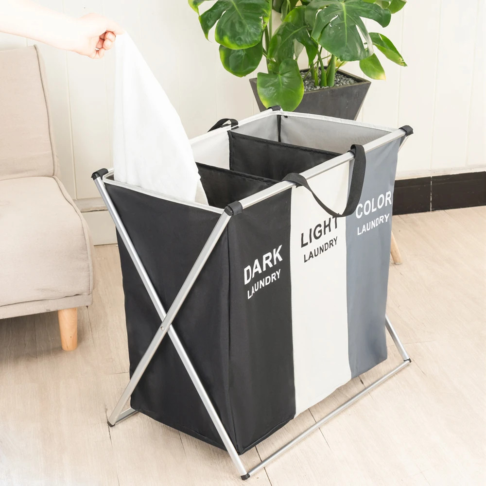 Cesto Roupa Suja cesto de roupa suja moderno Dobravel 3 Compartimentos Organizador Grande