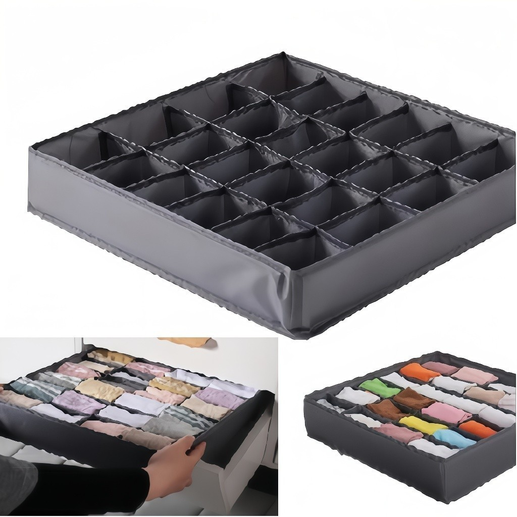 Organizador De Gaveta Dobrável Intimas Meias Cueca Calcinha 30X30X10CM Com 24 Possível Empilhar
